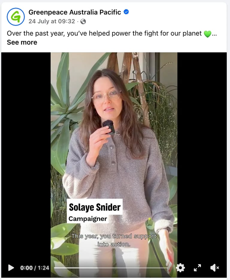 Solaye Snider, Greenpeace campaigner, speaking to camera surrounded by potted plants indoors
